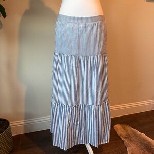 J. Crew Light Blue and White Striped Maxi Skirt